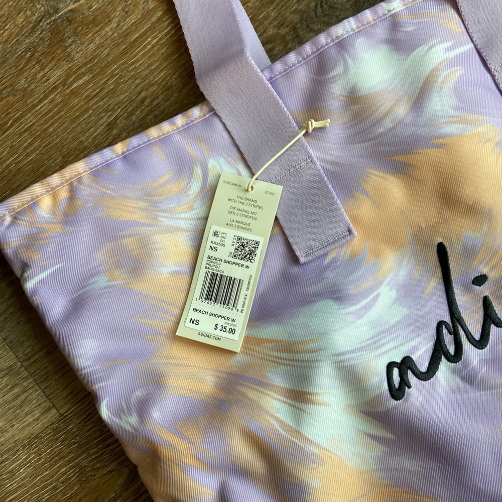 NWT Adidas  Lavender and Peach Women's Beach Tote Bag - Picture 3 of 7